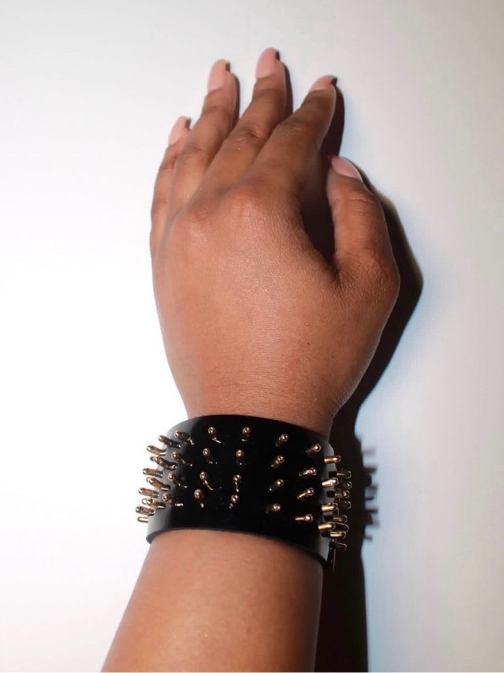 Black Studded Spike Cuff Bracelet - Women Accessories